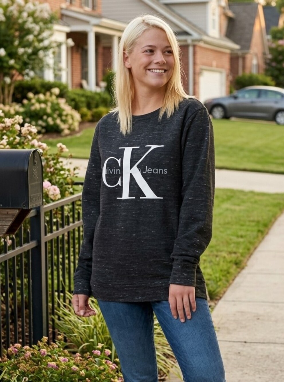 Calvin Klein Logo Heathered Sweatshirt